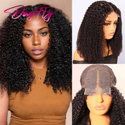 Wigs For Women Kinky Curly Lace Wig Human Hair Brazilian Hair Curly Bob Wig 200D 4X4 Lace Closure Wigs With Pre-Plucked Natural