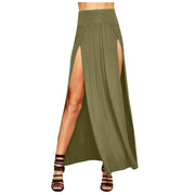 Skirts for Women Womens Double Split Maxi Long Skirt Ladies Plain Basic Two Side Slit 4 22 Short Leather Skirt