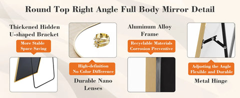 JHK Full Body Wall Mirror 59"x16" Standing Hanging or Wall-Mounted Mirrors with Stand Aluminum Alloy Frame For Bathroom Bedroom