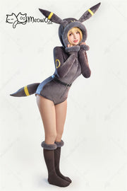 Meowcos PM Derivative Cosplay Costume Moonlight Anime Derivative Furry Hoodie Deep V Romper Bodysuit Socks with Belt and Tail