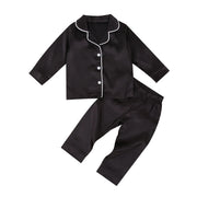 2020-09-09 Lioraitiin 1-7T Toddler Baby Black Satin Pajamas Infant Boy Short/Long Sleeve Pants Sleepwear Casual 2PCS Homewear