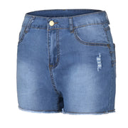Vinatge Denim Shorts Sexy Women Ripped High Waist Short Jeans with Pockets Fringed Stretchy Summer Retro Jean Shorts Streetwear