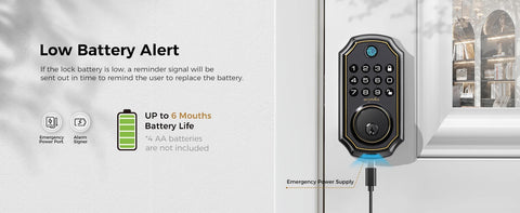 Arpha D280 Keyless Entry Door Lock 5-in-1 Smart Fingerprint Deadbolt with Keypad Electronic Deadbolt Auto-Lock One Touch Lock