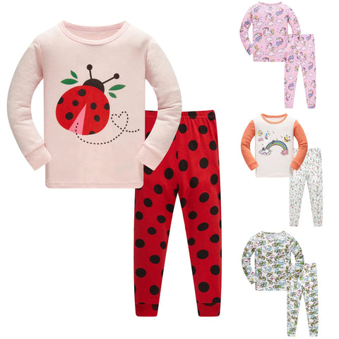 Toddler Boys Girls Pajamas Sets Cartoon Animals Kids 2 Piece pj's Long Sleeve Sleepwear Clothes Pants Set Autumn Winter Outfits