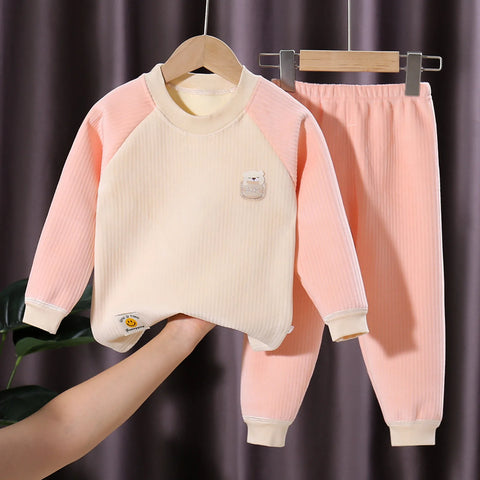 Kids 2 Piece Toddler Boys Girls' Winter Fleece Pajama Set Warm Fleece Matching Sleepwear Set Tops+Pants Outfits Clothes Girls