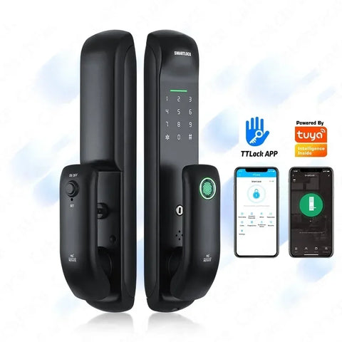 US.EU Electronic Fingerprint Biometric Frosted Panel Digital Smart Door Lock WiFi TUYA or TTLock APP Password IC Card Security