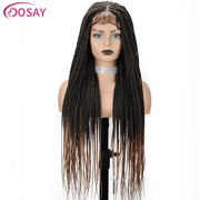 36" Full Lace Braided Wigs Synthetic Hair Box Braids Lace Front Wigs Knotless Braided Wigs For Black Women Braiding Wigs African