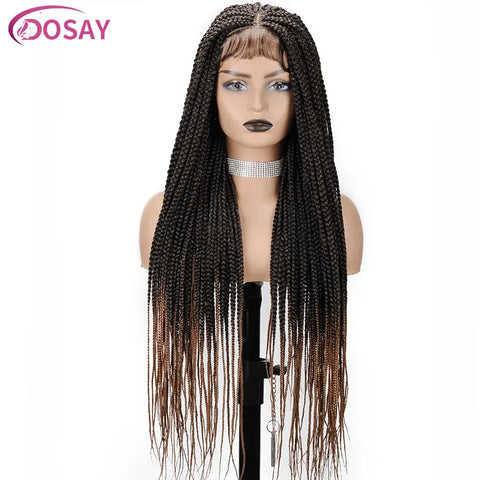 36" Full Lace Braided Wigs Synthetic Hair Box Braids Lace Front Wigs Knotless Braided Wigs For Black Women Braiding Wigs African