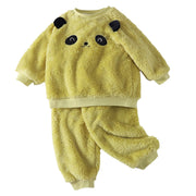 Kids Toddler Sleepwear Boys Girls Fleece Pajamas Set Winter Thickened Warm Sleepwear Set Homewear Tops+Pants Two Pieces Outfits