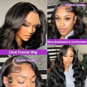 30 inch 100% glueless wigs Body Wave human hair Brazilian 13x6 hd transparent lace front wig human hair closure  7x6 250Density