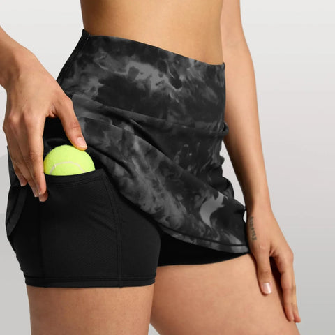 Side Slit Mini Gym Skirt Women'S Double Layered Pleats Tennis Skirts For Women High Waisted Skirt With Shorts Women Clothing 스커트