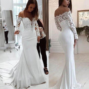 Sexy Lace Long Sleeve Dress Wedding Party Bridesmaid Off Shoulder Slash Neck Gown Dress Cocktail Prom Long Dresses летнее платье