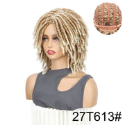 WIGSIN Synthetic 6Inch Dreadlocks Hair Wig Short Curled Twisted Braid Black Brown Heat Resistant Breathable Wig for Black Women