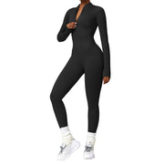 Women's Seamless Yoga Jumpsuit Long Sleeve Bodycon Playsuit Streetwear Tight Skinny Overalls Zip Up Fitness Jumpsuits For Women