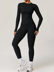 Women Yoga Set Sportswear Tracksuit Yoga Suit Sport Clothes Shirt Trousers Long Sleeves Pants 2Pcs Gym Fitness Training Slimming