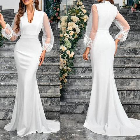 Wedding Guest Dress Women Lace Wedding Dress for Bride 2025 Dresses Wedding Dress V Neck Bridal Gowns Cocktail Party Dresses