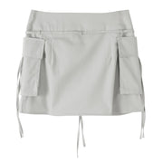 Hot Women Cargo Skirt High Waist Lace Up Harajuku Y2k Skirt With Pockets Fashion Streetwear Korean Bodycon Elastic Pencil Skirt