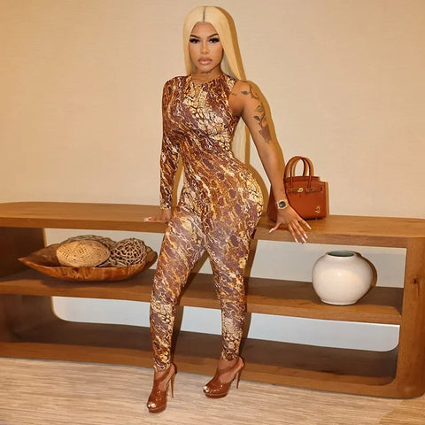 Sexy Leopard Printed Jumpsuits One Piece Outfits Winter Women Romper Club Elegant Bodycon Luxury Jumpsuit Bodysuit Playsuit