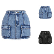 Kids Girls Vintage Denim Skirts Teenage Girls Flip Front Pocket Trendy Denim Skirt Children's Summer Fashion Clothes Mini Skirts