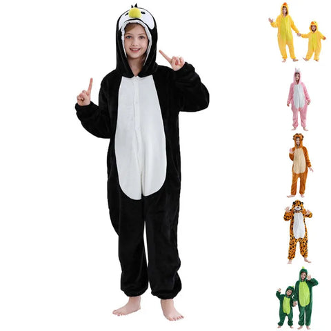 Dinosaur Flannel Pajamas Child Sleepwear Jumpsuit Onesies Animal Cartoon Clothes Winter Halloween Cosplay Costume For Boys Girls