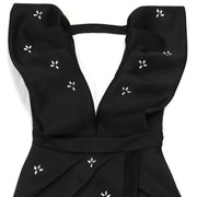 Women V-neck Petal Sleeveless Mini Dress Diamonds Ruched Bodycon Dresses Sexy Night Party Vestidos Fashion Evening