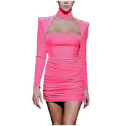 Sexy Squareneck Dress Ladies Bag Hip Mini Dresses Seductive Solid Color Long Sleeve Party Cocktail Vestidos Women'S Clothes