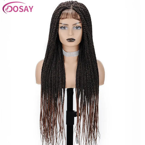 36" Full Lace Braided Wigs Synthetic Hair Box Braids Lace Front Wigs Knotless Braided Wigs For Black Women Braiding Wigs African