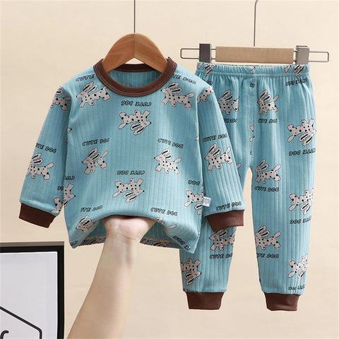 Children Pajamas Winter Clothing Set For Boys Girls O-neck Tops + Long Pants Baby Sleepwear Cartoon Soft Cotton Kids Pyjamas Set