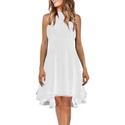 Vestidos Women'S Dress Solid Color Sexy Off-Shoulder Sleeveless Dress 2024 Pleated Summer Round Neck Hanging Neck A-Line Dress