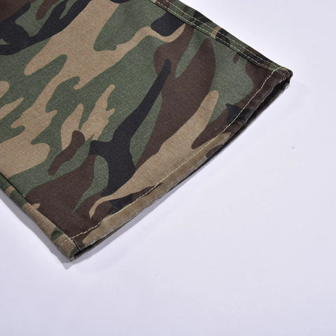 Jeans Women Camouflage Printed High Waist Grunge Floor Length Denim Trousers Double Layer Baggy Parachute Aesthetic Cargo Pants