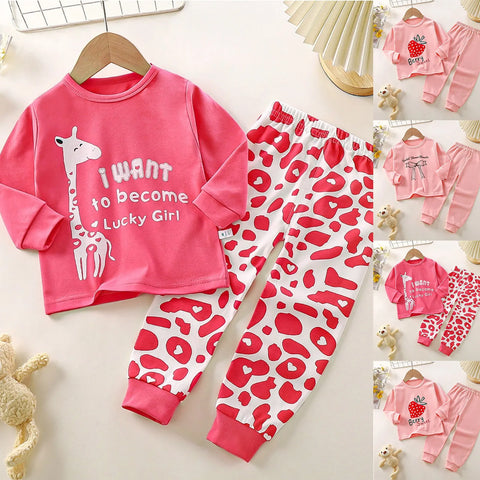 Children's Underwear Set Cotton Autumn Pajamas Girls' Sleepwear Home Wear Children's Kids Loungewear Sets Full Sleeve Pijamas