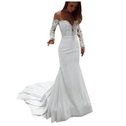 Sexy Lace Long Sleeve Dress Wedding Party Bridesmaid Off Shoulder Slash Neck Gown Dress Cocktail Prom Long Dresses летнее платье