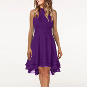 Vestidos Women'S Dress Solid Color Sexy Off-Shoulder Sleeveless Dress 2024 Pleated Summer Round Neck Hanging Neck A-Line Dress