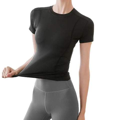 Sports Top Tight Quick-drying Slim Outer Wear Short-sleeved T-shirt Gym Running Womens Yoga Clothes Gym shirt woman Lo yoga Yoga