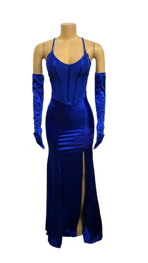 Women Diamonds Sequined Long Sleeve Gloves Bodycon Long Mermaid Maxi Dress Birthday Evening Sexy Party Dresses Vestidos