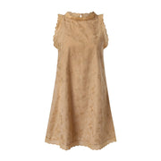 Casual Summer Women Dress Lace Elegant V Neck Sleeveless 3d Floral Embellishment Loose Mini Dresses For Women Clothing 2024