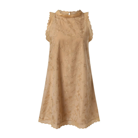 Casual Summer Women Dress Lace Elegant V Neck Sleeveless 3d Floral Embellishment Loose Mini Dresses For Women Clothing 2024