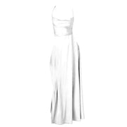 Chiffon Train Women Dress Summer Tank Top Sleeveless Pleated Tank Long Dress Backless Lace Up Sexy Side Slit Dresses 원피스