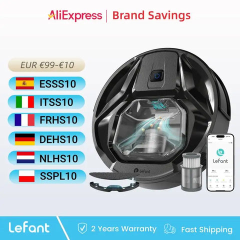 Lefant M320 Robot Vacuum Cleaner with Mop, 6000Pa Powerful Suction, Visible Dustbin, Carpet Detection, Alexa Voice Control