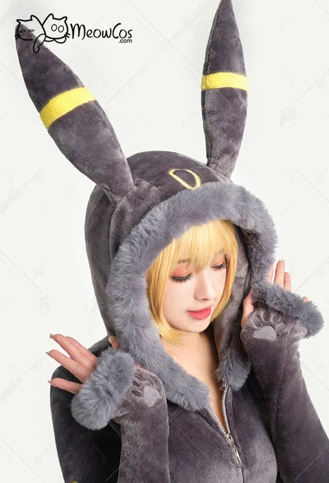 Meowcos PM Derivative Cosplay Costume Moonlight Anime Derivative Furry Hoodie Deep V Romper Bodysuit Socks with Belt and Tail