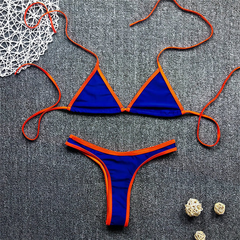 Sexy Micro Bikini Swimsuit 2024 Women Contrasting Colors Swimwear Thong Bikini Sets Brazilian Bathing Suit Beach Wear Biquini
