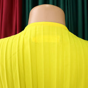 Women's Elegant White Evening Dress Deep V Neck Flare Sleeve Pleated Wedding Guest Dress With Belt Formal Dresses For Women