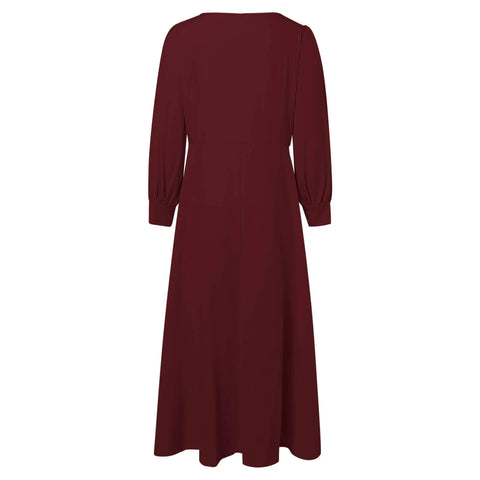 Elegant Abaya Dubai Muslim Women's Maxi Dress Solid Color Puff Sleeve Casual Pleated Temperament Dress Turkey Islamic Clothing