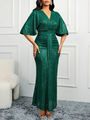 Cocktail Dresses Sparkly dress Pleated Tint Sequin Fishtail Dress Evening Gown Ball Dress Party Dress Bridesmaid Dress