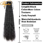 WIGSIN 32Inch Synthetic Long Curly Drawstring Ponytail Afro Kinky Hair Extensions Clip In Hairpieces Ponytail for Women