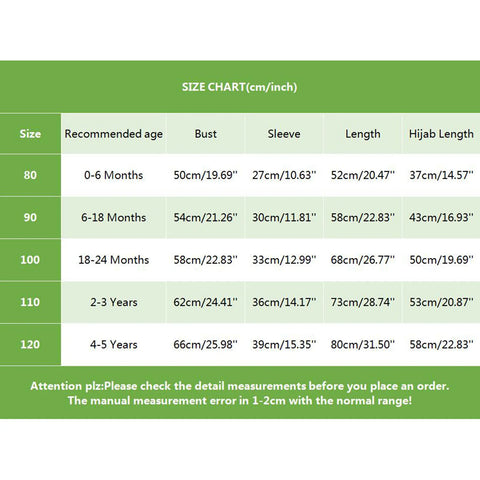 Girl Muslim Dress With Hijab For Newborn Infant Girls 0-6 Years Prayer Dress Muslim Clothes Long Sleeve Muslim Robe+Headscarf