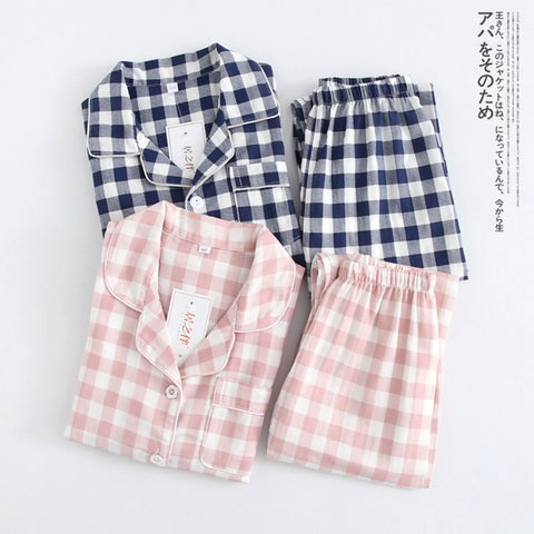 2025 New Children's Pajamas Loose Cotton Nightclothes Two-Piece Set Kids Casual Homewear Plaid Long Sleeve Sleepwear Pajamas Set