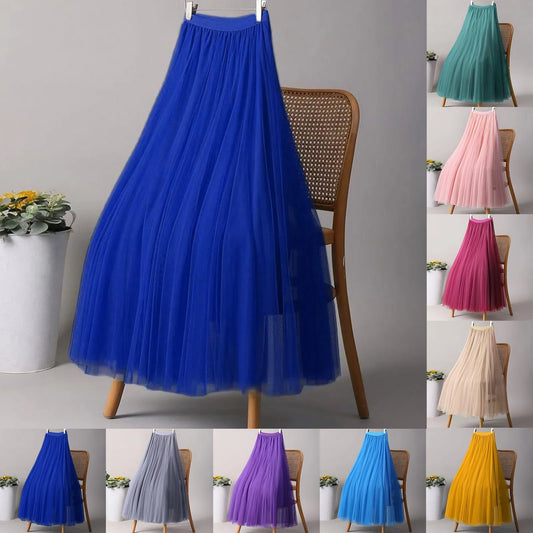 Pleated Tulle A-Line Skirt – main view