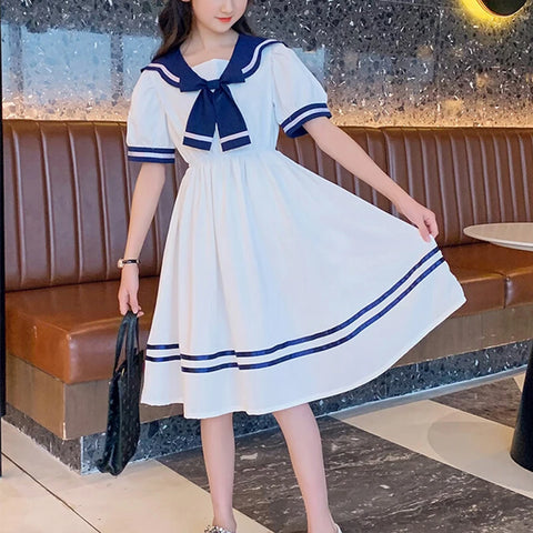 Girls School Dress Summer Dresses for Kids Costume Preppy Style School Teenagers Children Clothes Vestidos Dresses