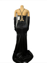 Women Diamonds Sequined Long Sleeve Gloves Bodycon Long Mermaid Maxi Dress Birthday Evening Sexy Party Dresses Vestidos